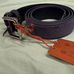 Loro Piana Blue Suede Belt-Men's Medium